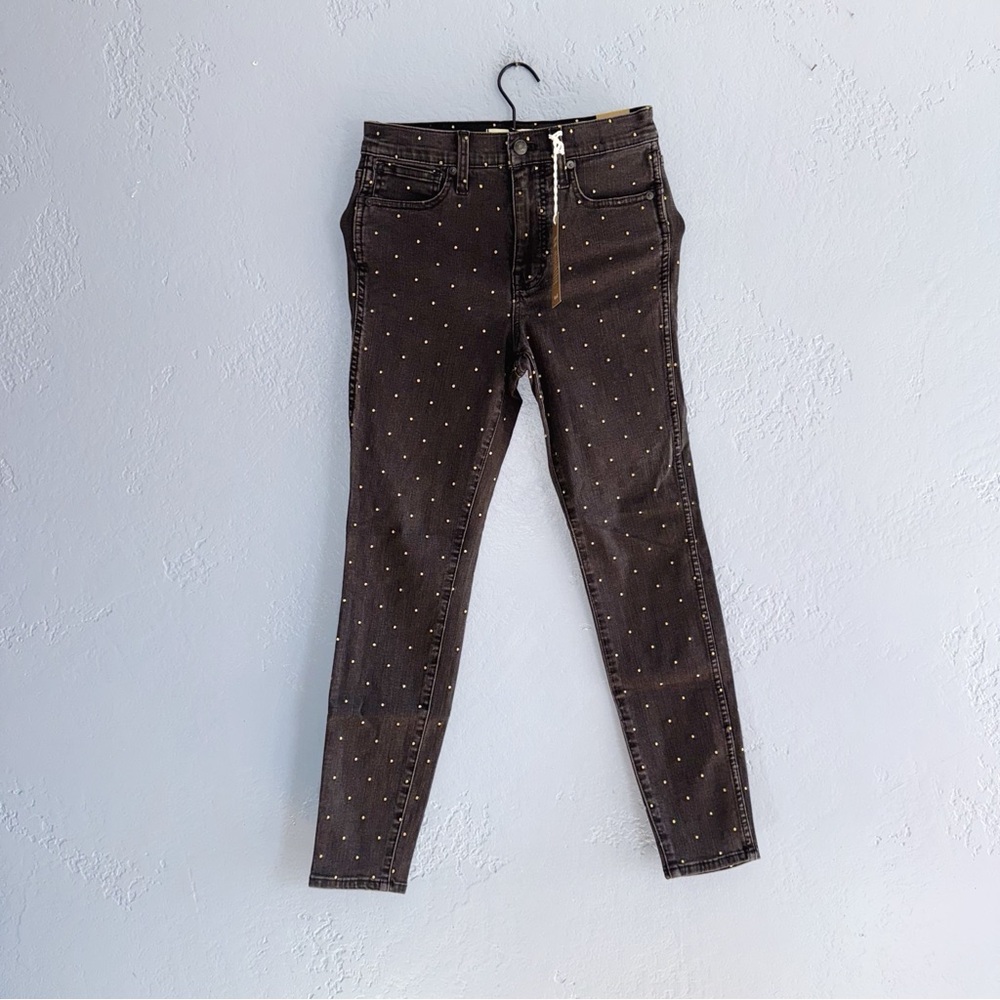 Madewell Gold Polka Dot Black Skinny Jeans Size 26